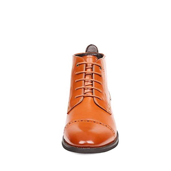 Men's Classic Cap Toe Oxford Ankle Boots - BROWN - 4