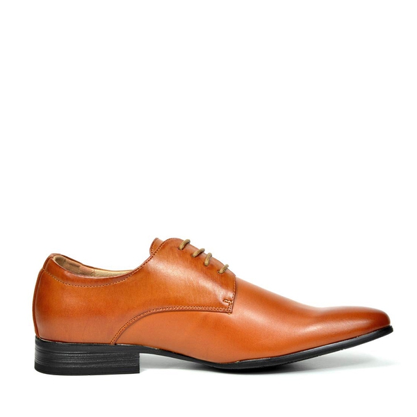 Men's Retro Vegan Leather Oxford Shoes with Square Toe - BROWN - 2