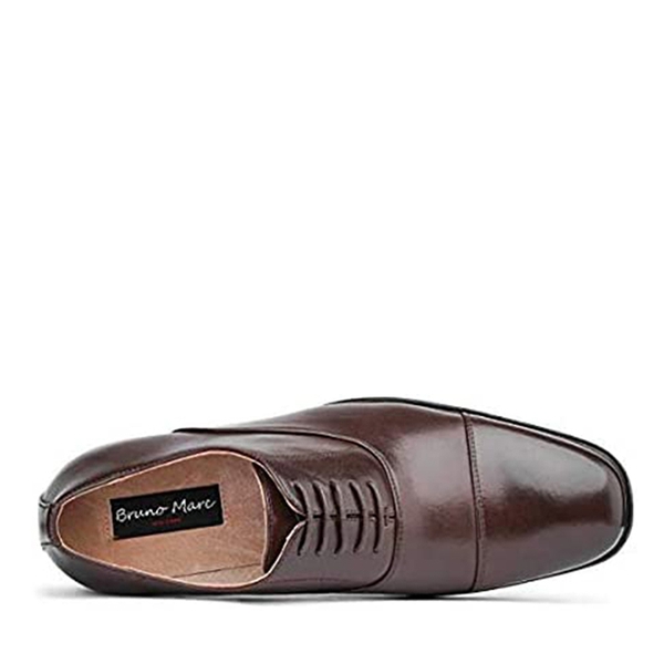Men's Dress Cap Toe Lace Up Oxfords - DARK BROWN - 1