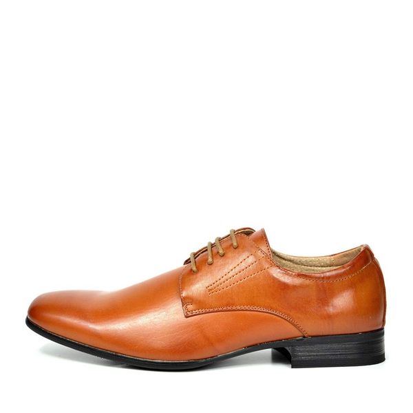 Men's Retro Vegan Leather Oxford Shoes with Square Toe - BROWN - 1