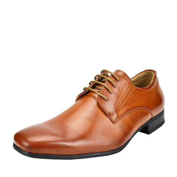 Men's Retro Vegan Leather Oxford Shoes with Square Toe - BROWN -  0