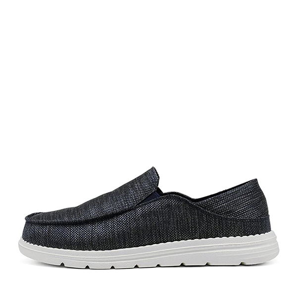 Men's Comfortable Textile Slip On Casual Loafers - NAVY - 1