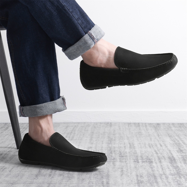 Men's Comfortable Slip-On Moccasin Loafers - BLACK - 5