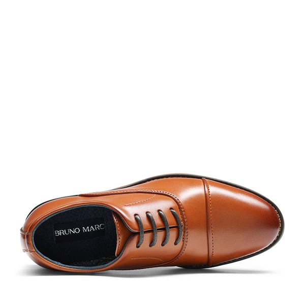 Boys' Handsome Cap Toe Dress Oxfords - BROWN - 3