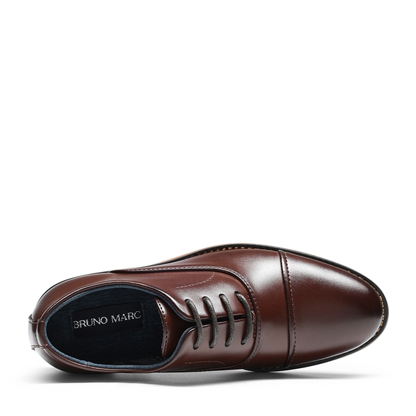 Boys' Handsome Cap Toe Dress Oxfords - DARK BROWN - 3
