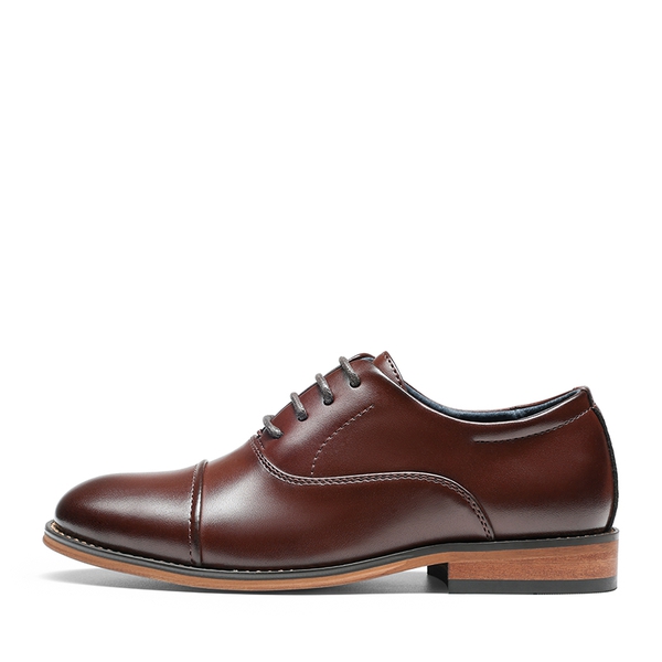 Boys' Handsome Cap Toe Dress Oxfords - DARK BROWN - 1