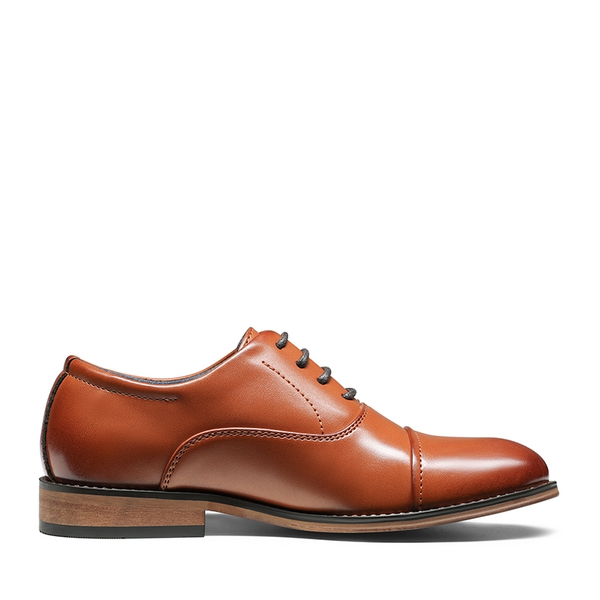 Boys' Handsome Cap Toe Dress Oxfords - BROWN - 2