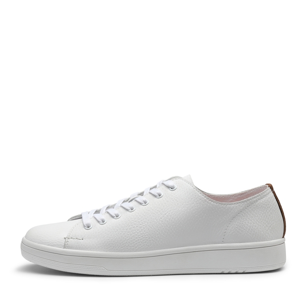 Men's Grain Leather Casual Dress Sneakers - WHITE - 1