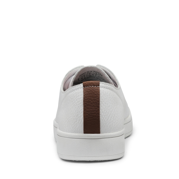 Men's Grain Leather Casual Dress Sneakers - WHITE - 5