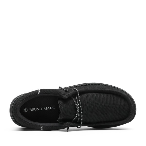 Men's Knitted Fabric Slip On Casual Loafers - BLACK - 3