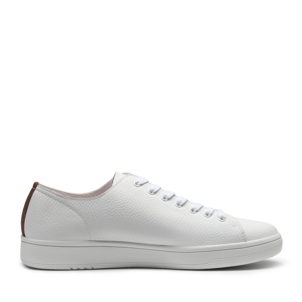 Men's Grain Leather Casual Dress Sneakers - WHITE - 2