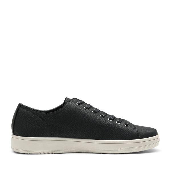 Men's Grain Leather Casual Dress Sneakers - BLACK - 2