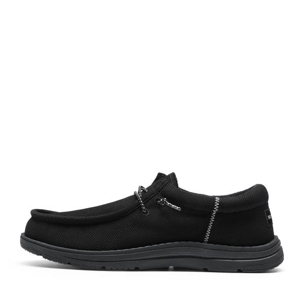 Men's Knitted Fabric Slip On Casual Loafers - BLACK - 1