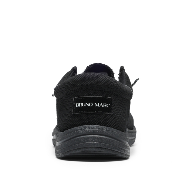 Men's Knitted Fabric Slip On Casual Loafers - BLACK - 4