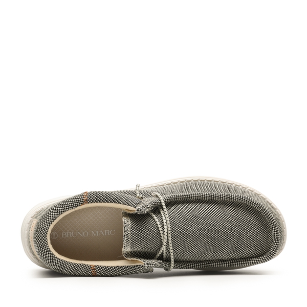 Men's Knitted Fabric Slip On Casual Loafers - KHAKI - 3