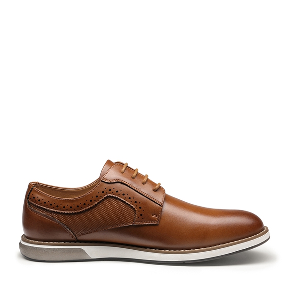 [CrossFlex GentEdge] Men's Polished Plain Toe Oxford Dress Sneakers - BROWN - 2