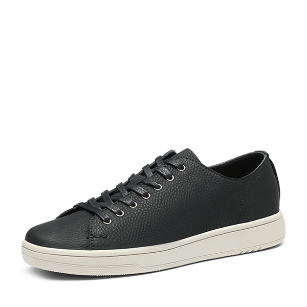 Men's Grain Leather Casual Dress Sneakers - BLACK -  0