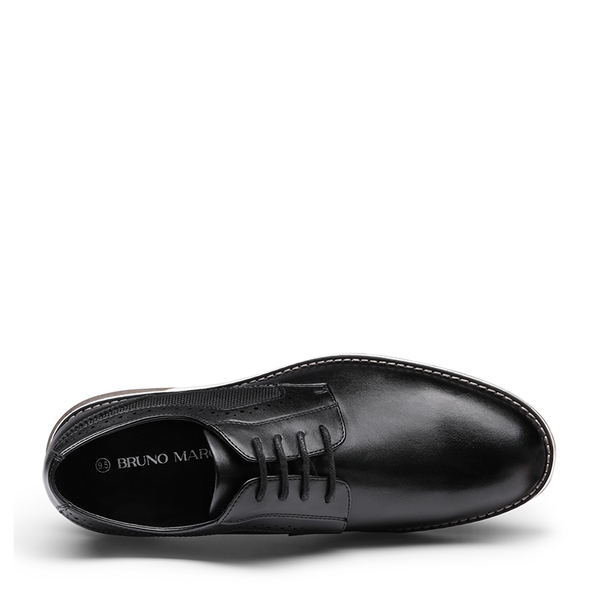 [CrossFlex GentEdge] Men's Polished Plain Toe Oxford Dress Sneakers - BLACK - 3