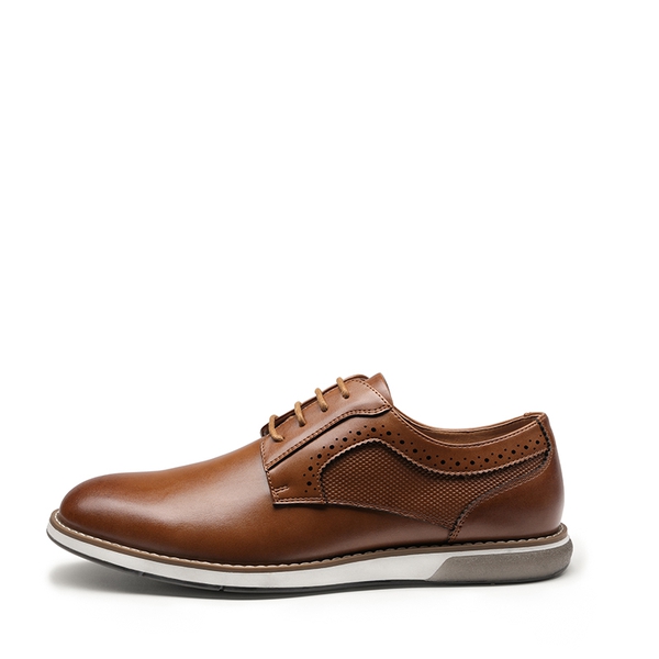 [CrossFlex GentEdge] Men's Polished Plain Toe Oxford Dress Sneakers - BROWN - 1