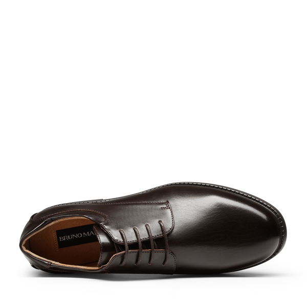 Men's Formal Sleek Vegan Leather Dress Shoes - DARK BROWN - 5