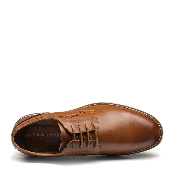 [CrossFlex GentEdge] Men's Polished Plain Toe Oxford Dress Sneakers - BROWN - 3