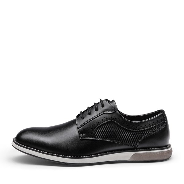 [CrossFlex GentEdge] Men's Polished Plain Toe Oxford Dress Sneakers - BLACK - 1