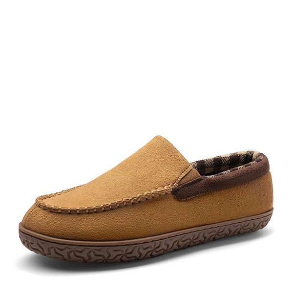 Men's Fuzzy Memory Foam Slippers - BROWN -  0