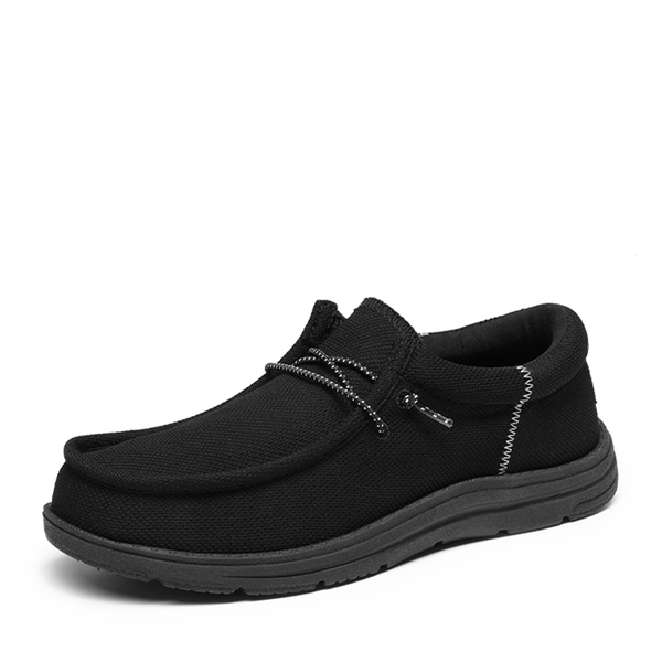 Men's Knitted Fabric Slip On Casual Loafers - BLACK -  0