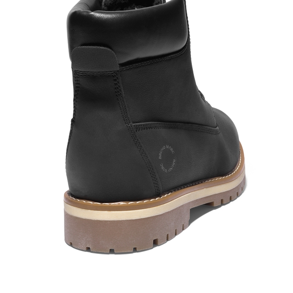Men's Faux Fur Combat Snow Boots - BLACK - 3