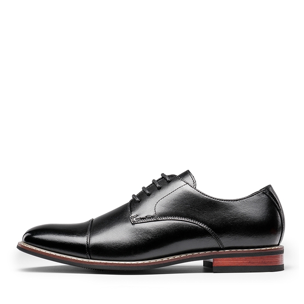Men's Sophisticated Cap Toe Derby Shoes - BLACK - 1