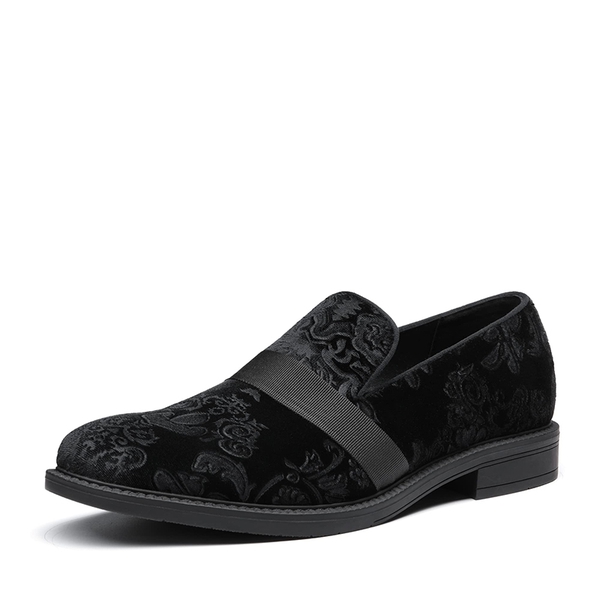 Men's Stylish Velvet Tuxedo Dress Shoes - BLACK -  0