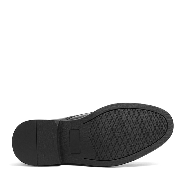 Boys' Vegan Leather Cap-Toe Dress Shoes - BLACK - 5