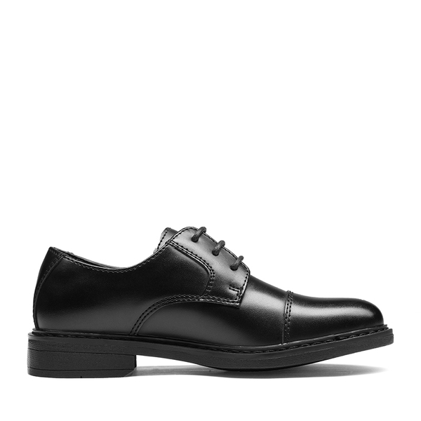 Boys' Vegan Leather Cap-Toe Dress Shoes - BLACK - 2