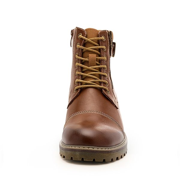 Men's Motorcycle-Styled Oxford Boots - BROWN - 3