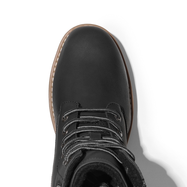 Men's Faux Fur Combat Snow Boots - BLACK - 2