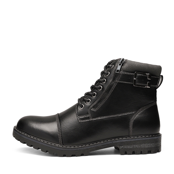 Men's Motorcycle-Styled Oxford Boots - BLACK - 1