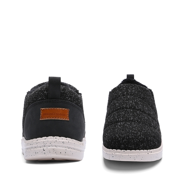 Men's Warm Faux Fur Slip-On Loafers - BLACK - 4