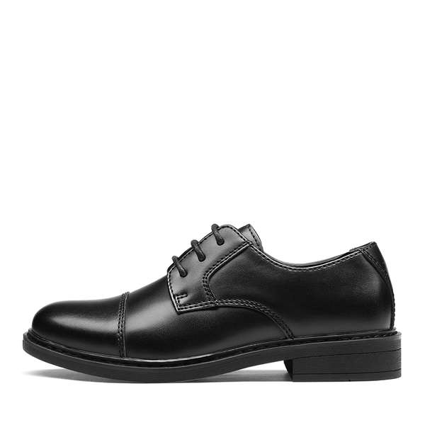 Boys' Vegan Leather Cap-Toe Dress Shoes - BLACK - 1