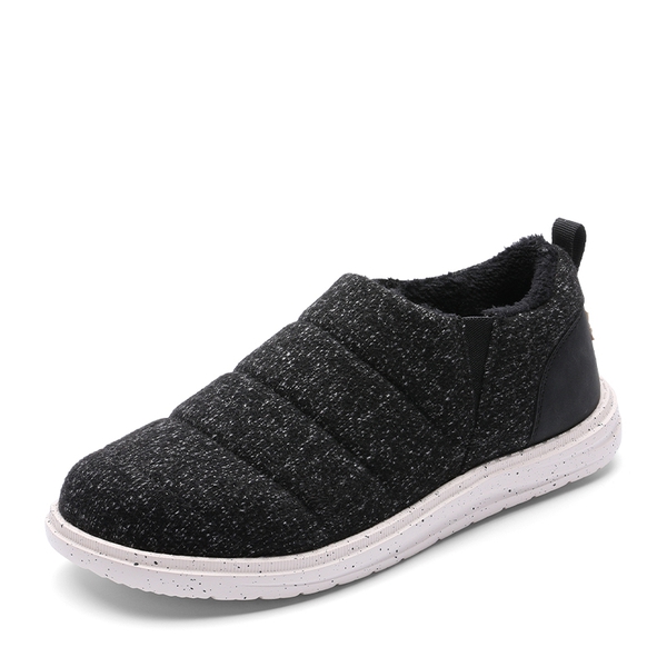 Men's Warm Faux Fur Slip-On Loafers - BLACK -  0