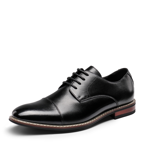 Men's Sophisticated Cap Toe Derby Shoes - BLACK -  0