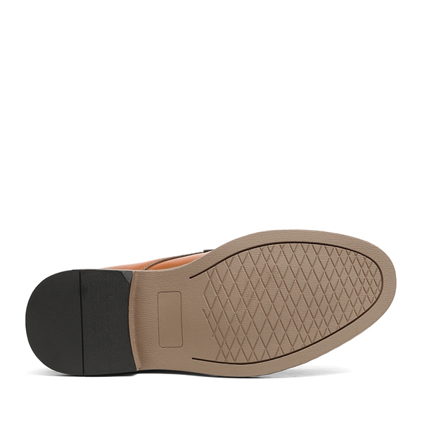 Boys' Vegan Leather Cap-Toe Dress Shoes - BROWN - 5