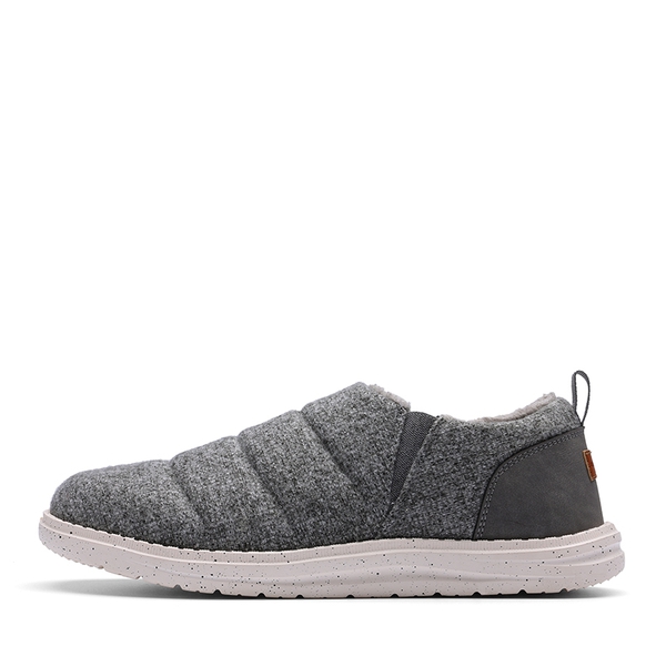 Men's Warm Faux Fur Slip-On Loafers - GREY - 1
