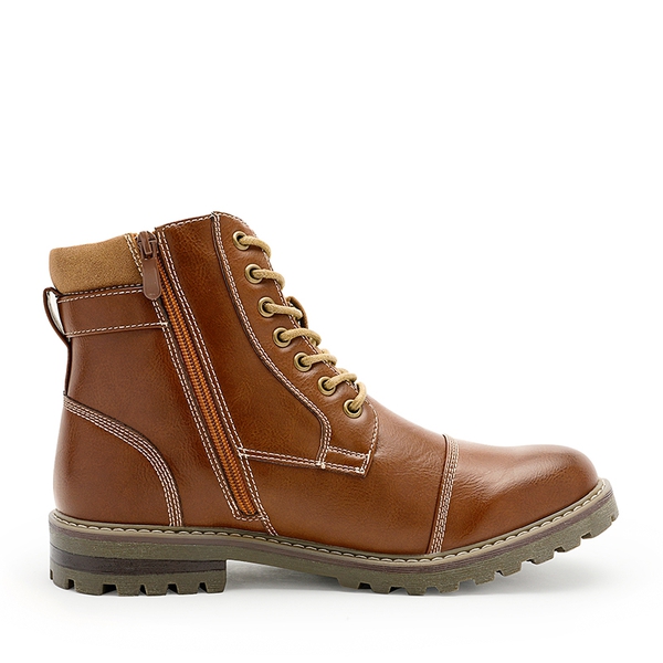 Men's Motorcycle-Styled Oxford Boots - BROWN - 2