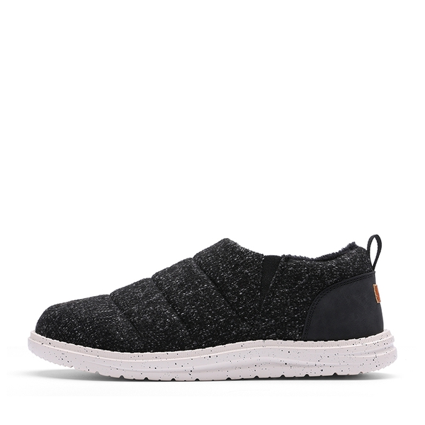 Men's Warm Faux Fur Slip-On Loafers - BLACK - 1