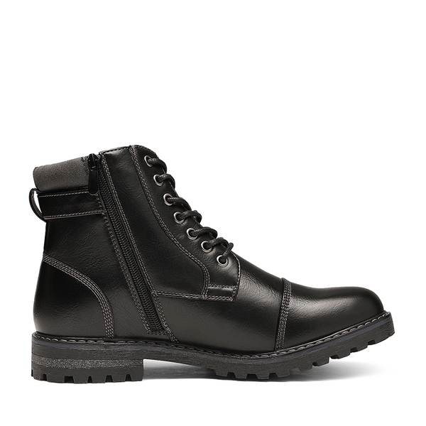 Men's Motorcycle-Styled Oxford Boots - BLACK - 2