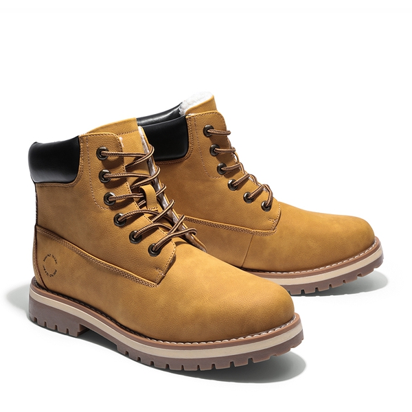 Men's Faux Fur Combat Snow Boots - YELLOW - 4