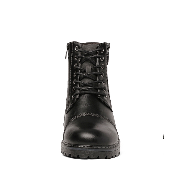 Men's Motorcycle-Styled Oxford Boots - BLACK - 3