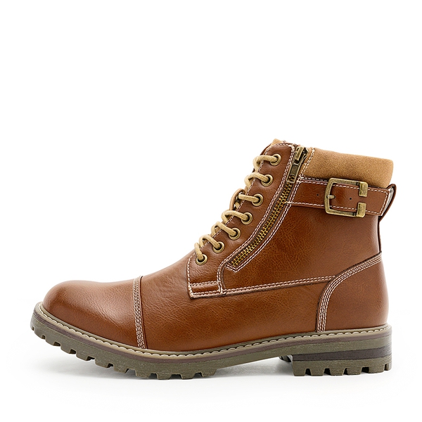 Men's Motorcycle-Styled Oxford Boots - BROWN - 1