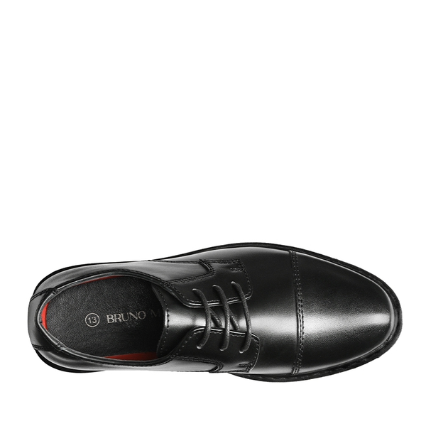 Boys' Vegan Leather Cap-Toe Dress Shoes - BLACK - 4
