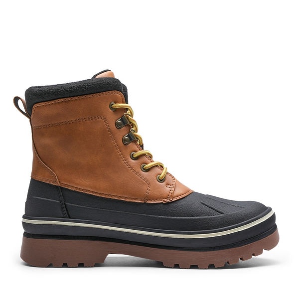 Men's Winter Insulated Fur Snow Boots - BROWN-YELLOW - 2
